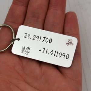 Stamped With Love - Personalised Coordinates Keyring