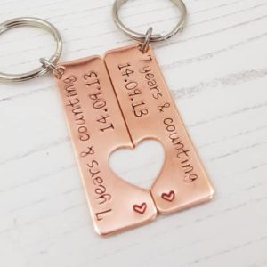 Stamped With Love - 7 Years and Counting Copper Keyring