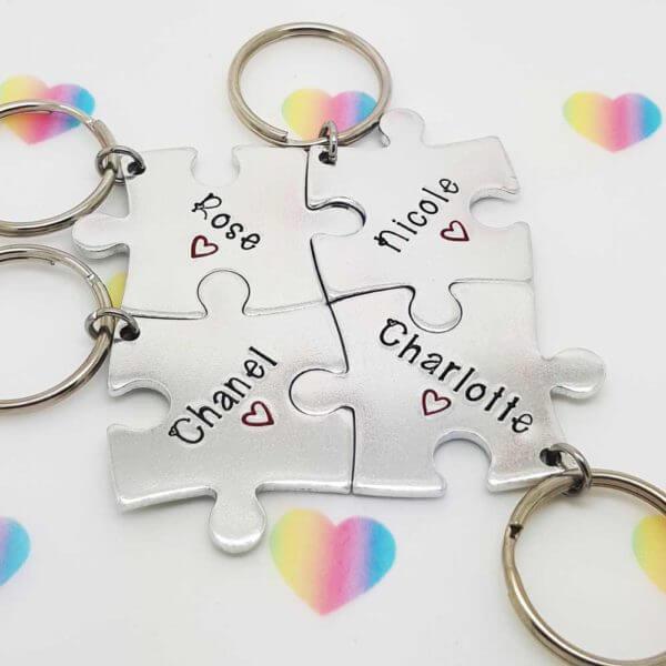 Stamped With Love - Personalised Friendship Jigsaw Keyrings