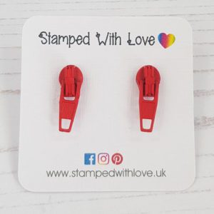 Stamped With Love - Zip Earrings Red