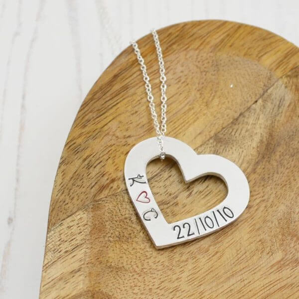 Stamped With Love - Personalised Open Heart Necklace