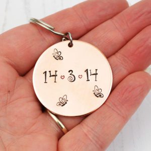 Stamped With Love - Copper Date Disc keyring