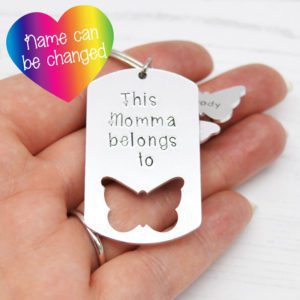 Stamped With Love - Momma belongs to Butterfly Keyring