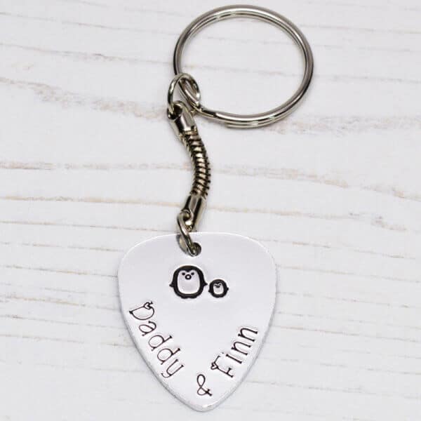 Stamped With Love - Daddy and Me Plectrum / Guitar Pick Personalised Keyring