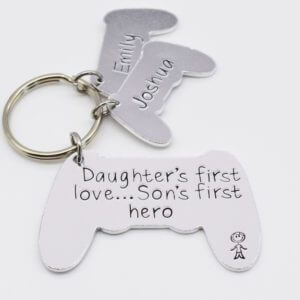 Stamped With Love - Daughter's first love... Son's first hero Keyring