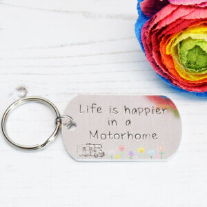 Stamped With Love - Life is Happier in a Motorhome Keyring