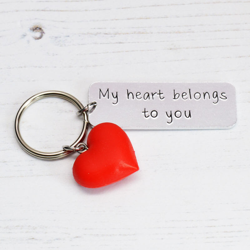 My heart belongs to you (with puffy heart) Keyring | Stamped With Love