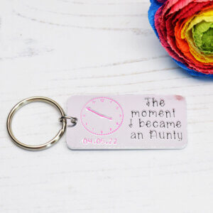 Stamped With Love - The Moment I became an Aunty Keyring