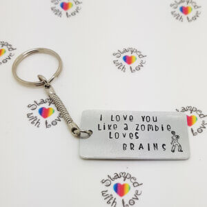 Stamped With Love - Zombies Love Brains Keyring