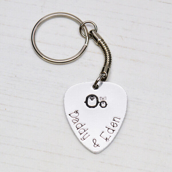 Stamped With Love - Daddy and Me Plectrum / Guitar Pick Personalised Keyring