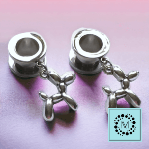 Meraki Jewellery - Silver Balloon Dog Tunnel / Stretcher Earrings 10mm