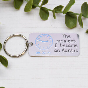 Stamped With Love - Moment I became an Auntie Personalised Keyring